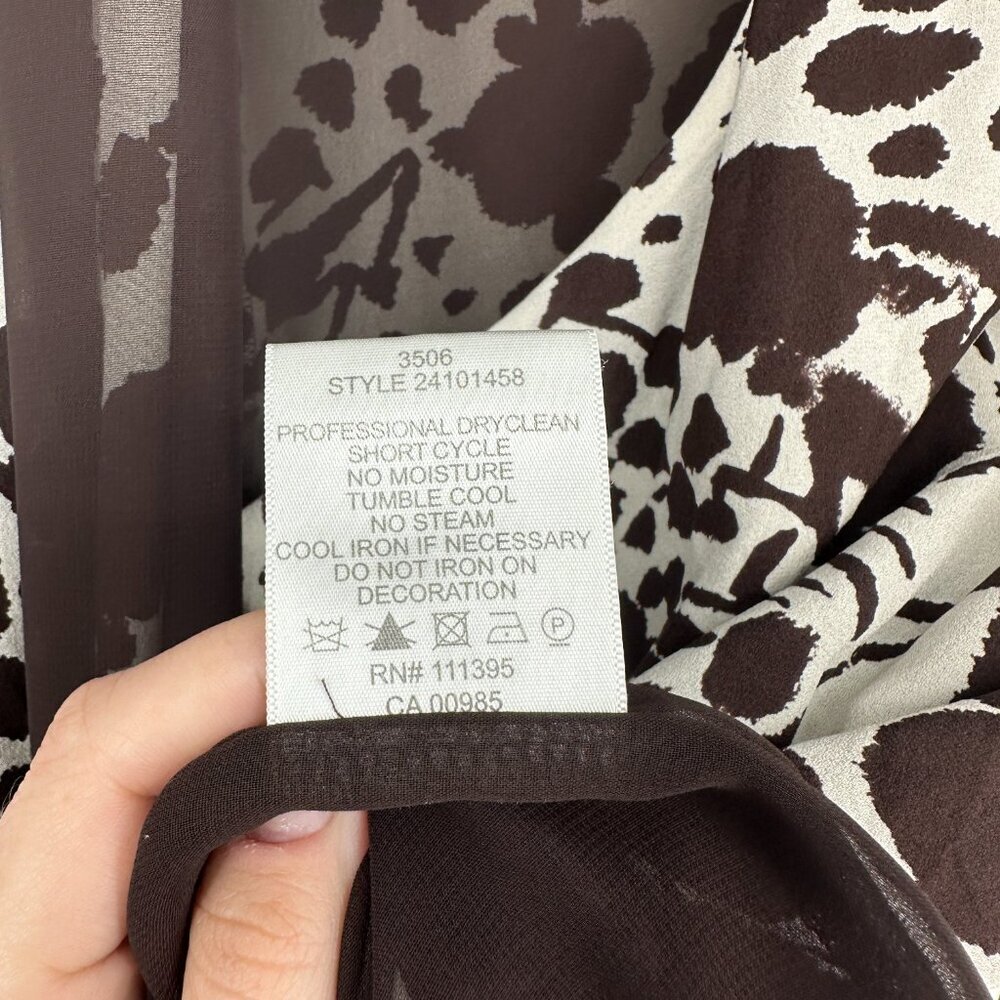 Tory‎ Burch Animal Print Silk Wrap Dress Brown/White Size 2 - Picture 10 of 11